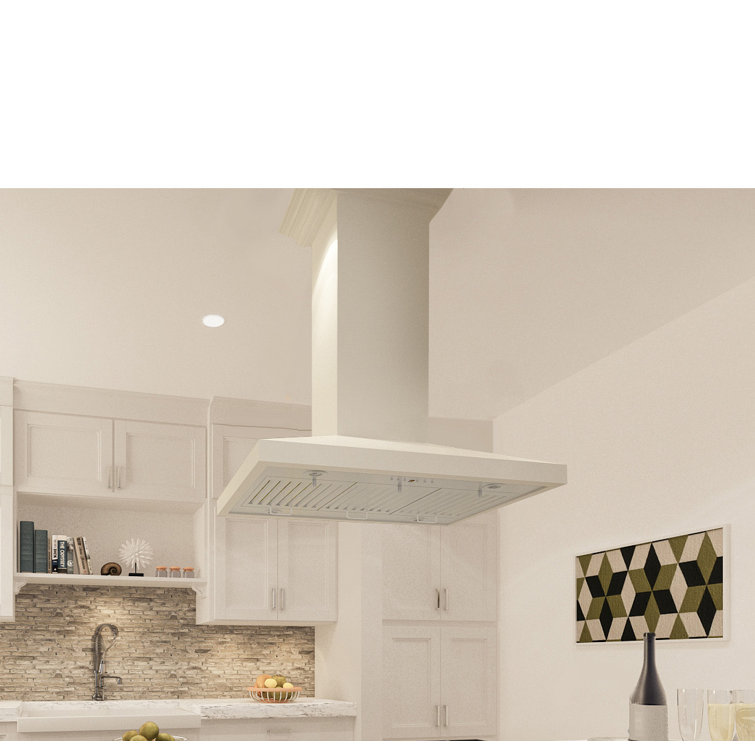 ZLINE 30 Designer Black Wooden Island Range Hood, Crown, 54 OFF